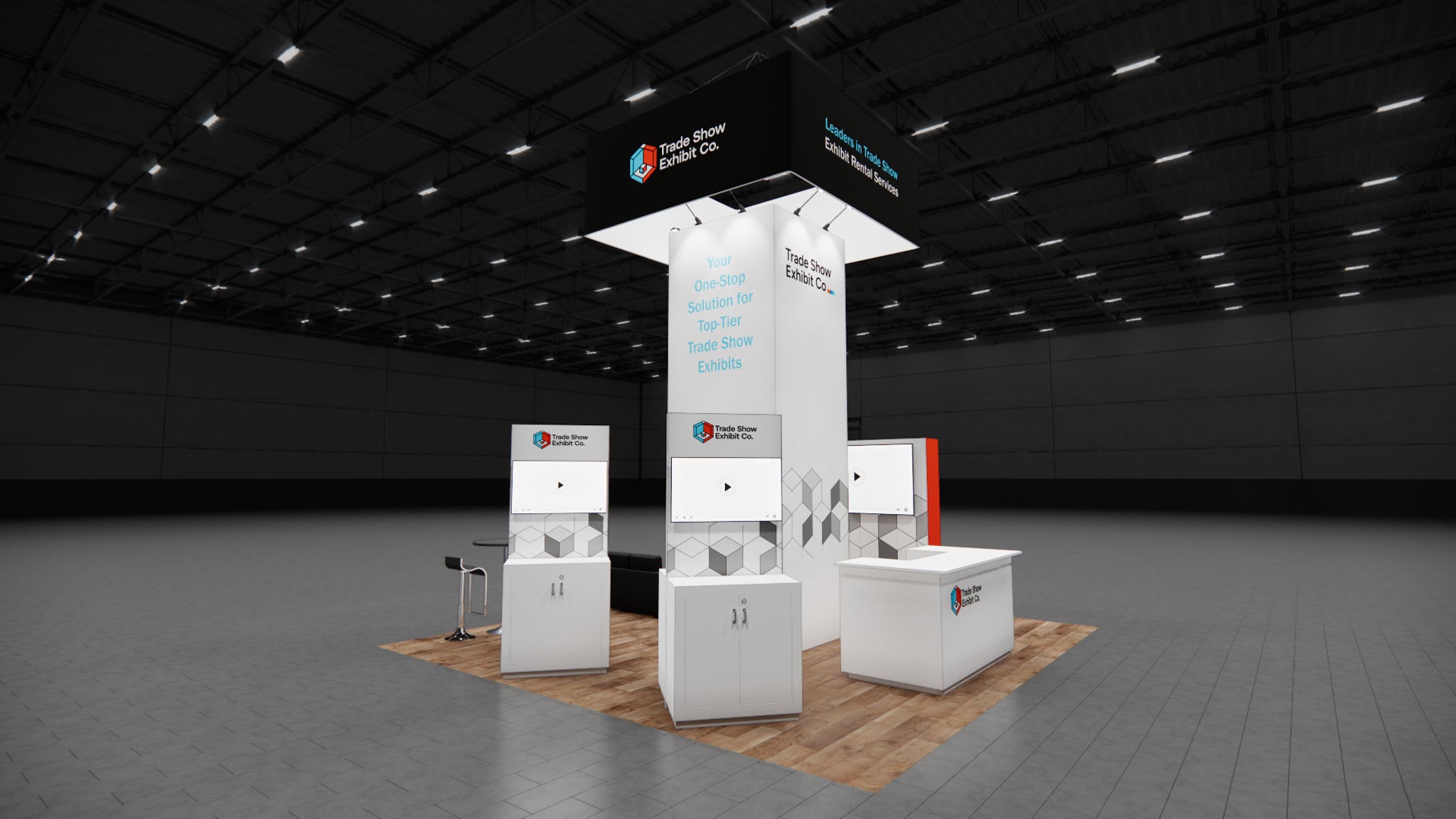 CES 20 x 20 Island Affordable Exhibit Rental — Design 01 — 20 x 20 Island Affordable Exhibit Rental — CES, Las Vegas