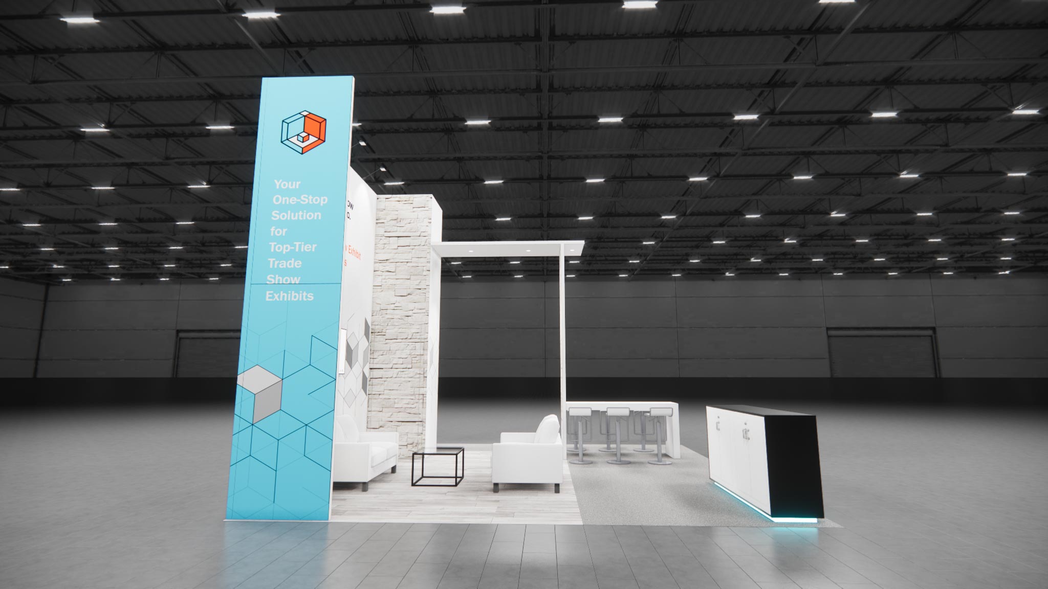 CES 20 x 20 Island Affordable Exhibit Rental — Design 04 — 20 x 20 Island Affordable Exhibit Rental — CES, Las Vegas