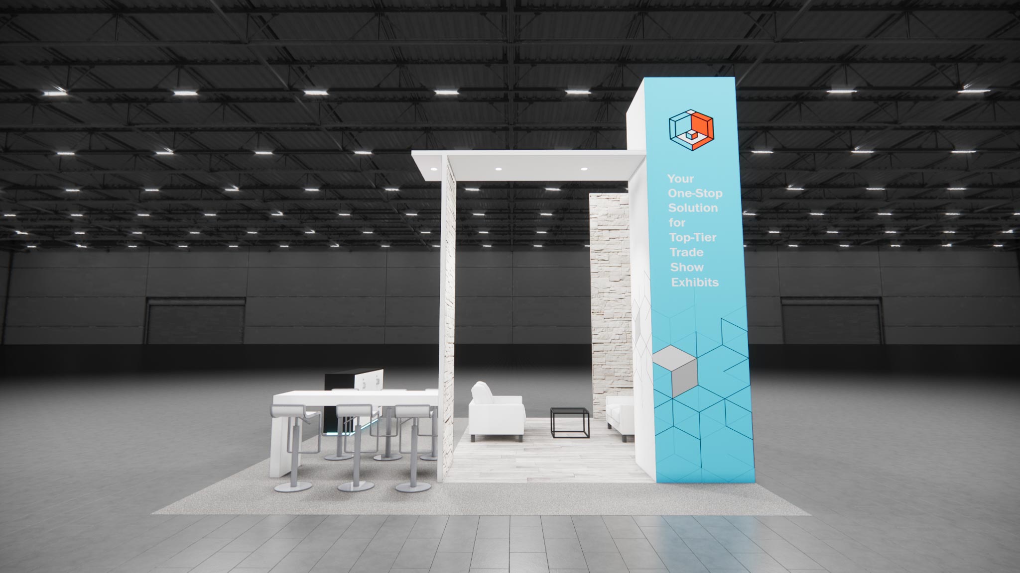 CES 20 x 20 Island Affordable Exhibit Rental — Design 04 — 20 x 20 Island Affordable Exhibit Rental — CES, Las Vegas