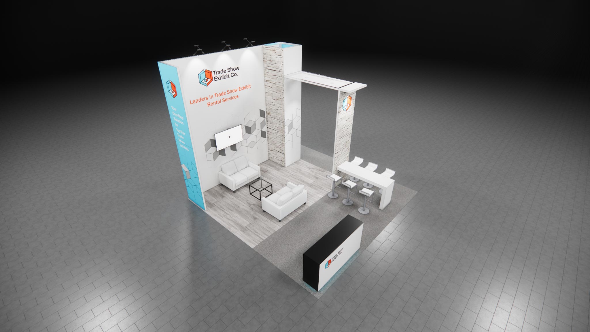 CES 20 x 20 Island Affordable Exhibit Rental — Design 04 — 20 x 20 Island Affordable Exhibit Rental — CES, Las Vegas