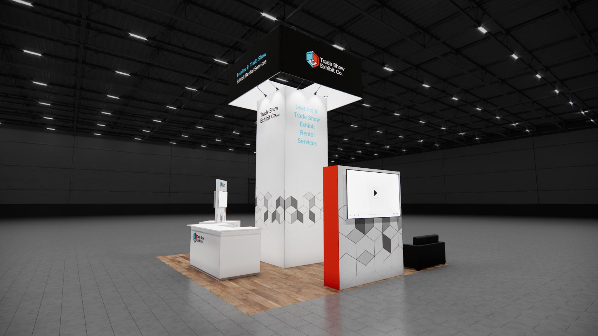 CES 20 x 20 Island Affordable Exhibit Rental — Design 01 — 20 x 20 Island Affordable Exhibit Rental — CES, Las Vegas
