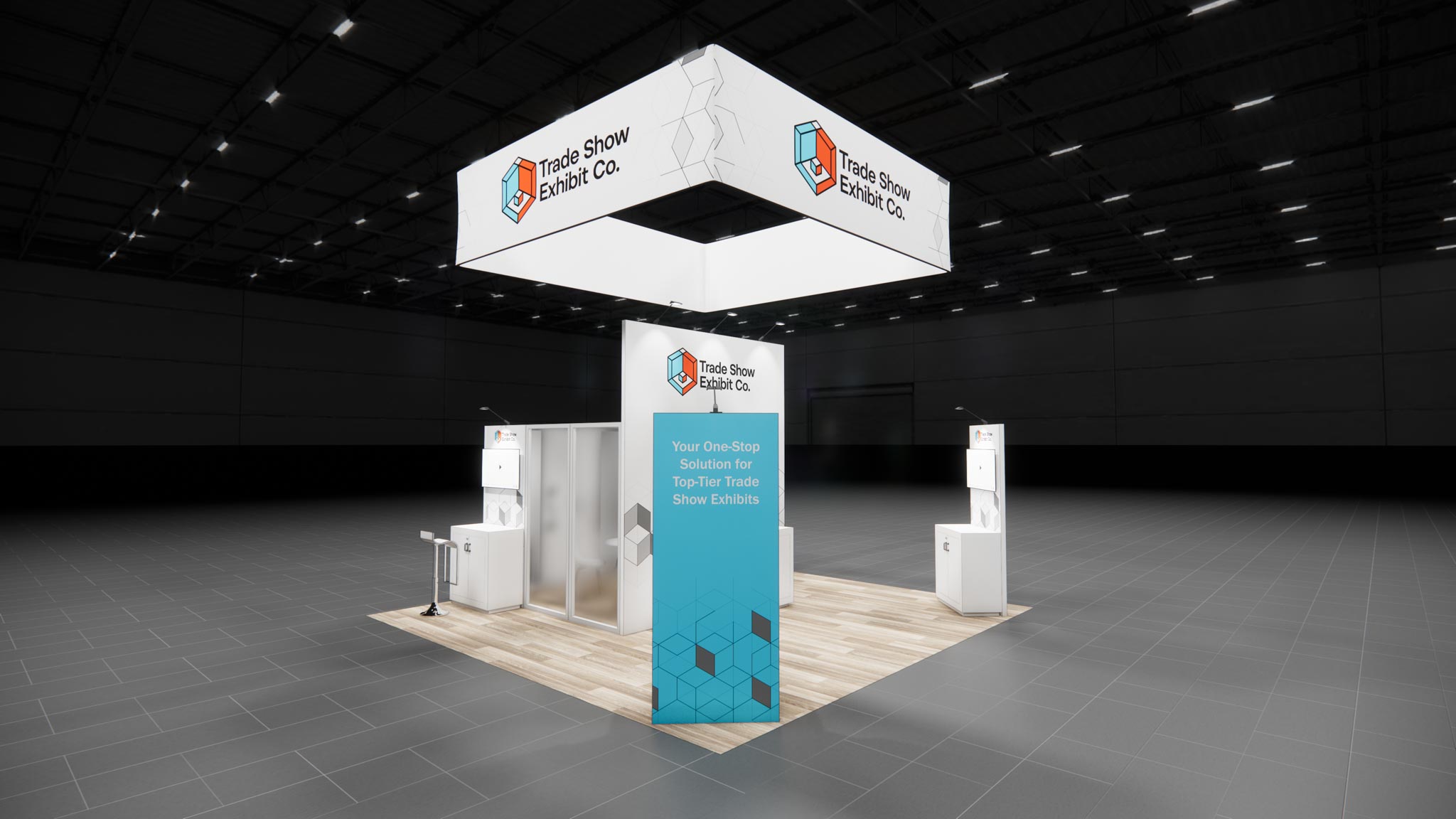 CES 20 x 20 Island Affordable Exhibit Rental — Design 02 — 20 x 20 Island Affordable Exhibit Rental — CES, Las Vegas