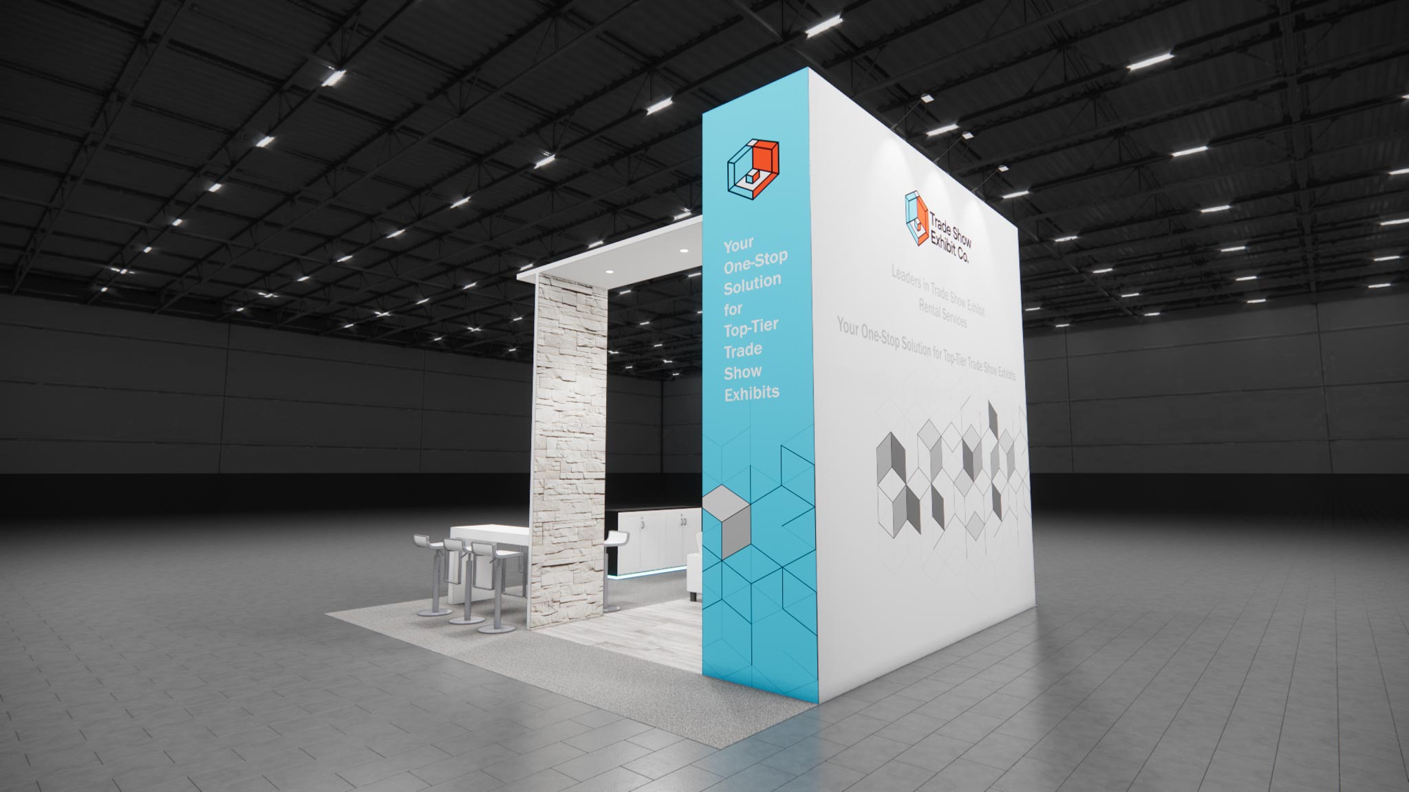 CES 20 x 20 Island Affordable Exhibit Rental — Design 04 — 20 x 20 Island Affordable Exhibit Rental — CES, Las Vegas
