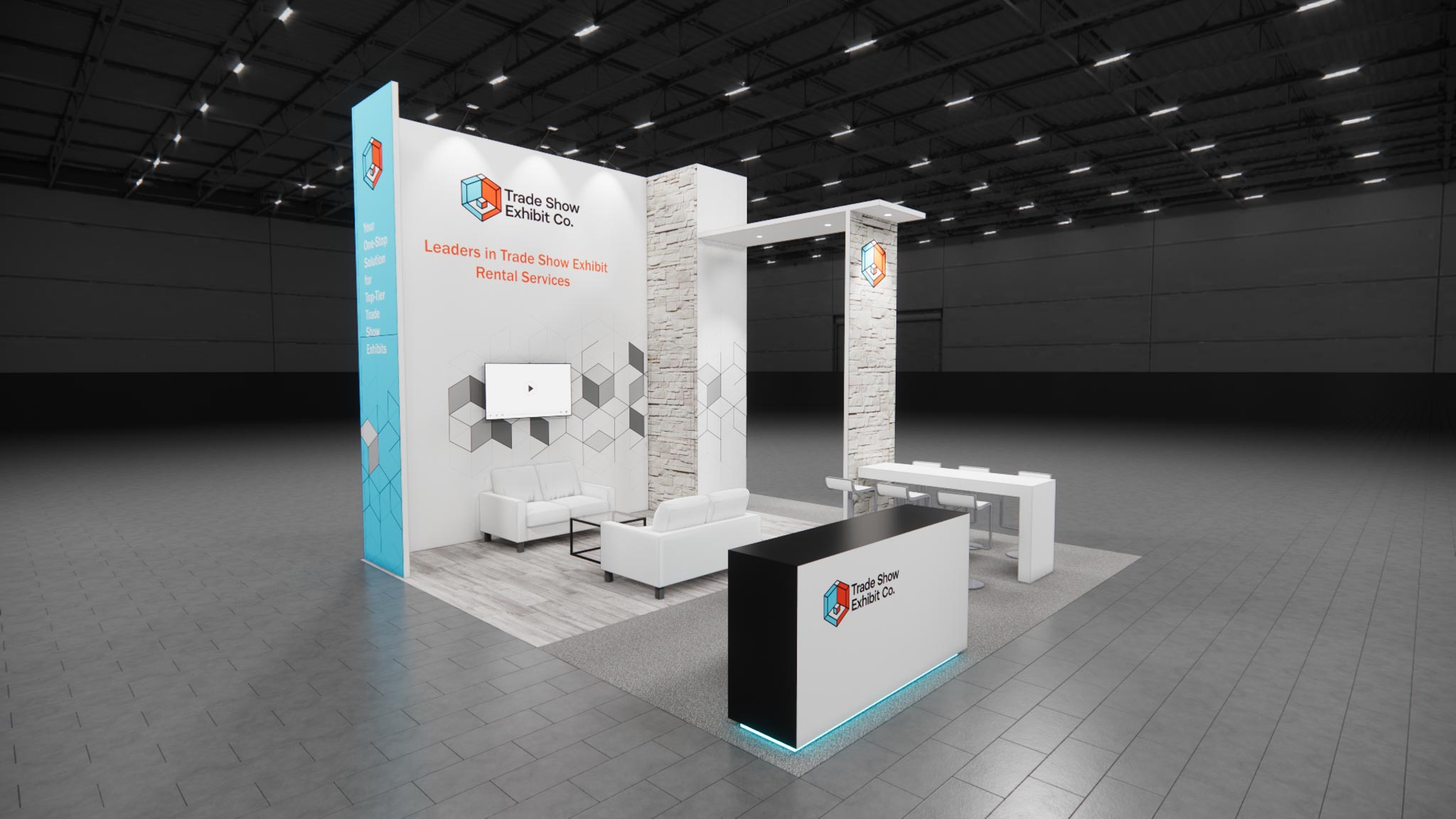 CES 20 x 20 Island Affordable Exhibit Rental — Design 04 — 20 x 20 Island Affordable Exhibit Rental — CES, Las Vegas