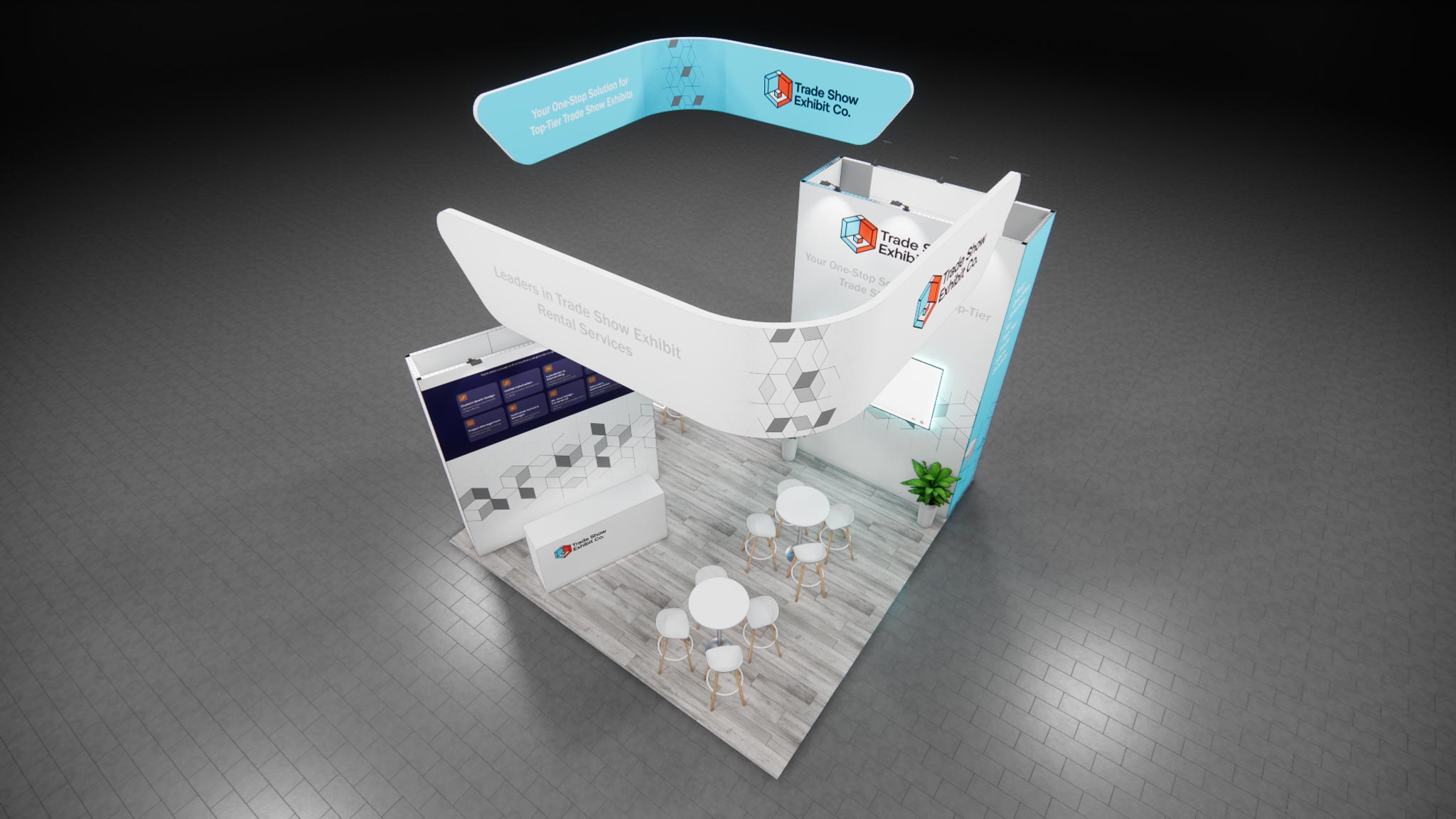 CES 20 x 20 Island Affordable Exhibit Rental — Design 03 — 20 x 20 Island Affordable Exhibit Rental — CES, Las Vegas
