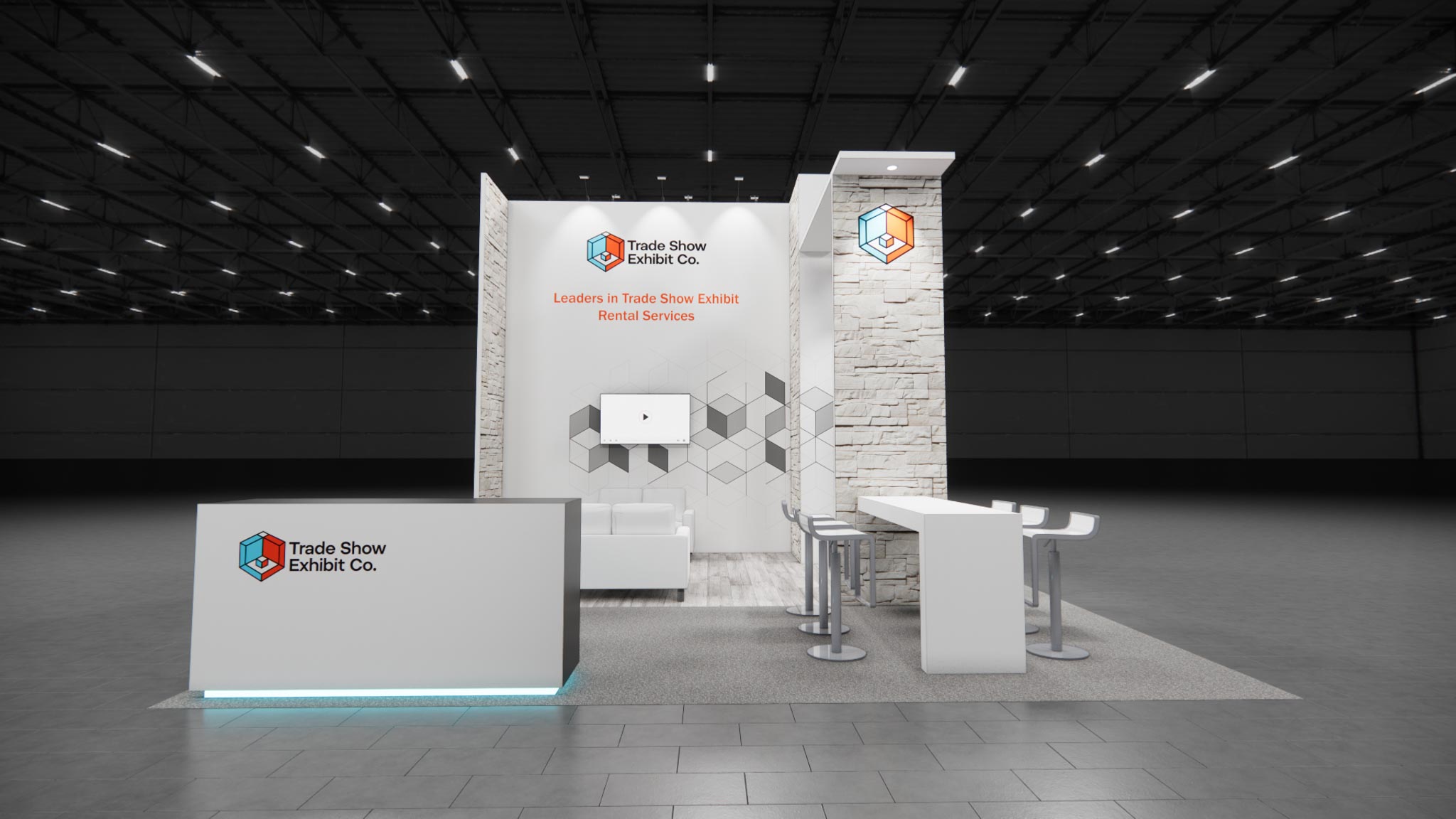 CES 20 x 20 Island Affordable Exhibit Rental — Design 04 — 20 x 20 Island Affordable Exhibit Rental — CES, Las Vegas