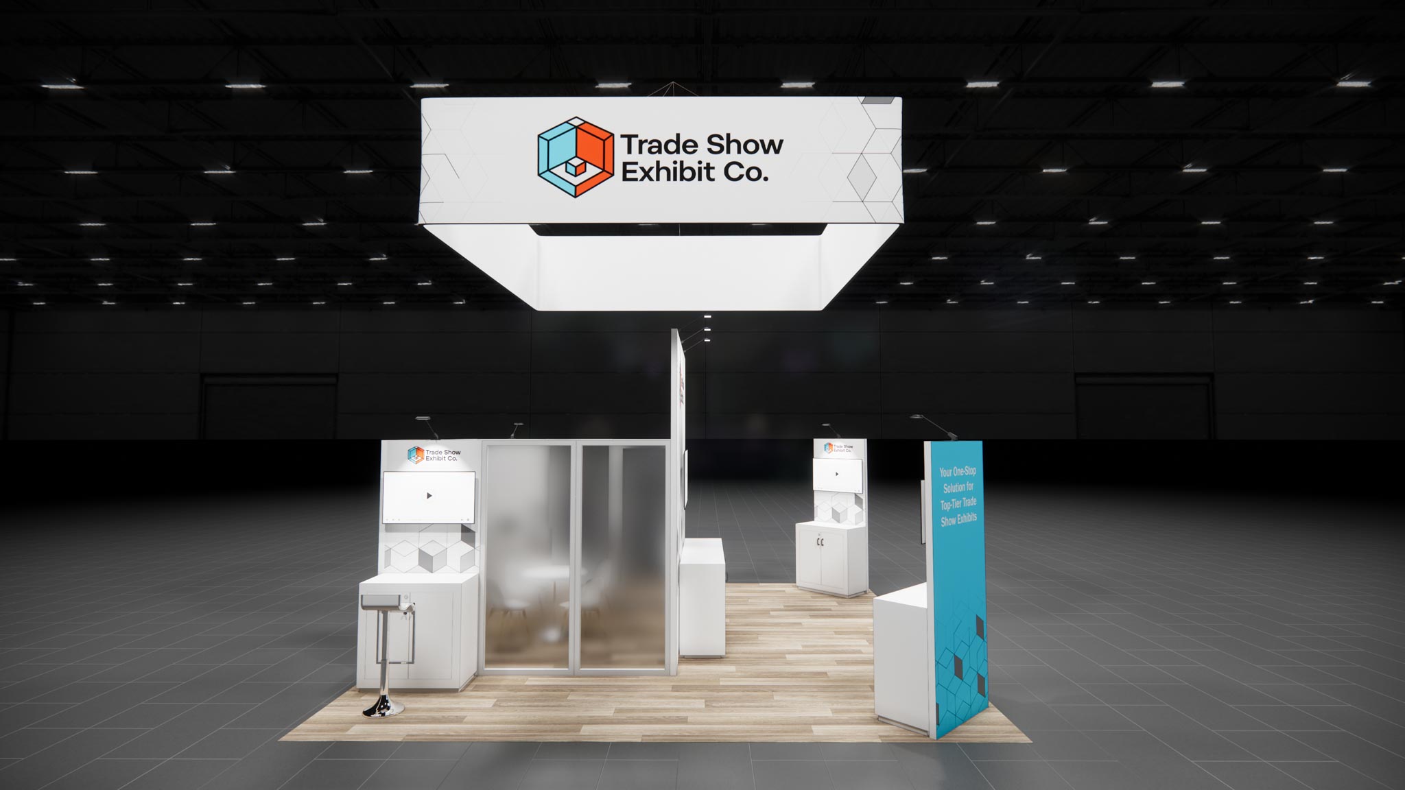 CES 20 x 20 Island Affordable Exhibit Rental — Design 02 — 20 x 20 Island Affordable Exhibit Rental — CES, Las Vegas