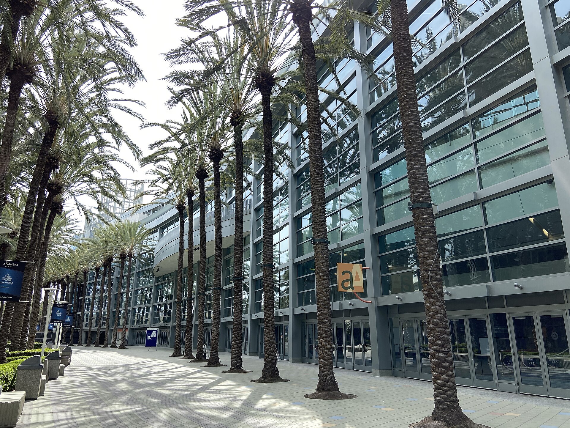 Exterior view of the Anaheim Convention Center in Anaheim, California.