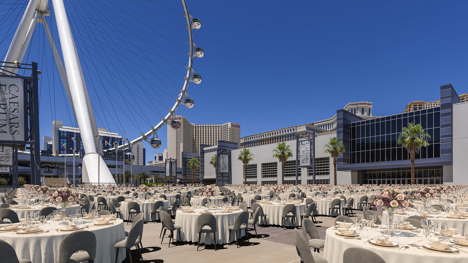 Exterior view of Caesars Forum convention center in Las Vegas, Nevada