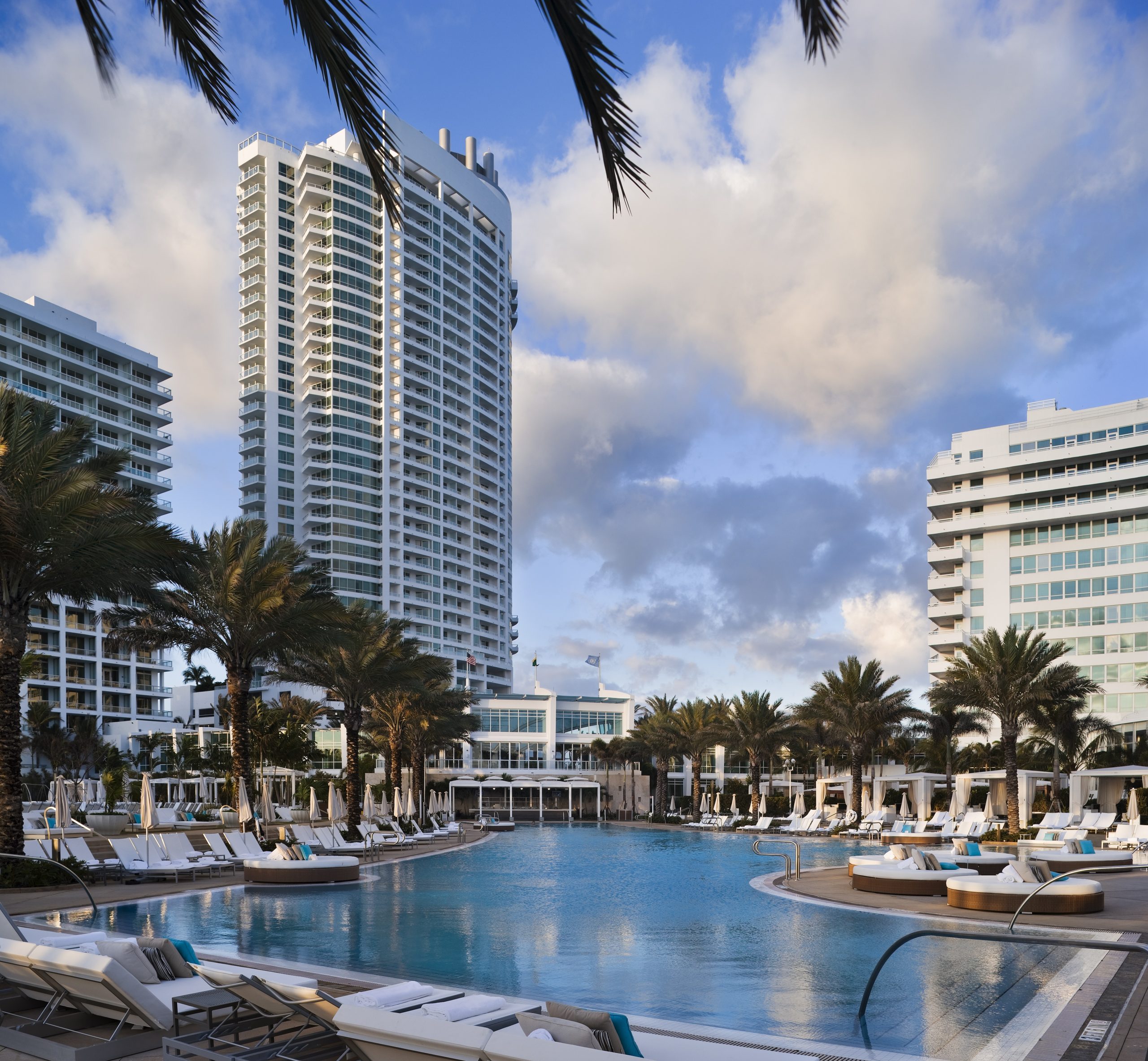 Exterior view of the Fontainebleau Miami Beach hotel in Miami Beach, Florida.
