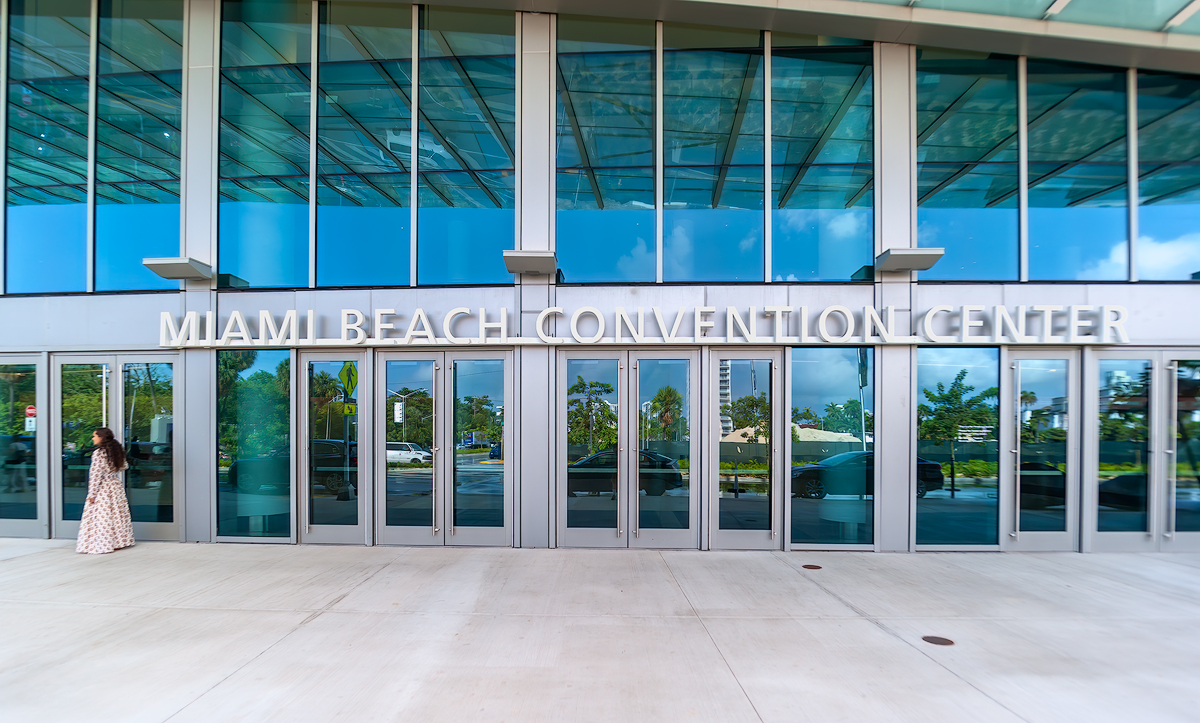 Exterior of the Miami Beach Convention Center in Miami Beach, Florida.