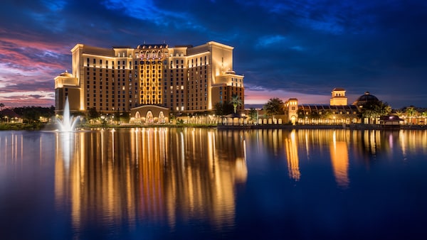 Exterior view of Disney's Coronado Springs Resort and Gran Destino Tower in Orlando, Florida