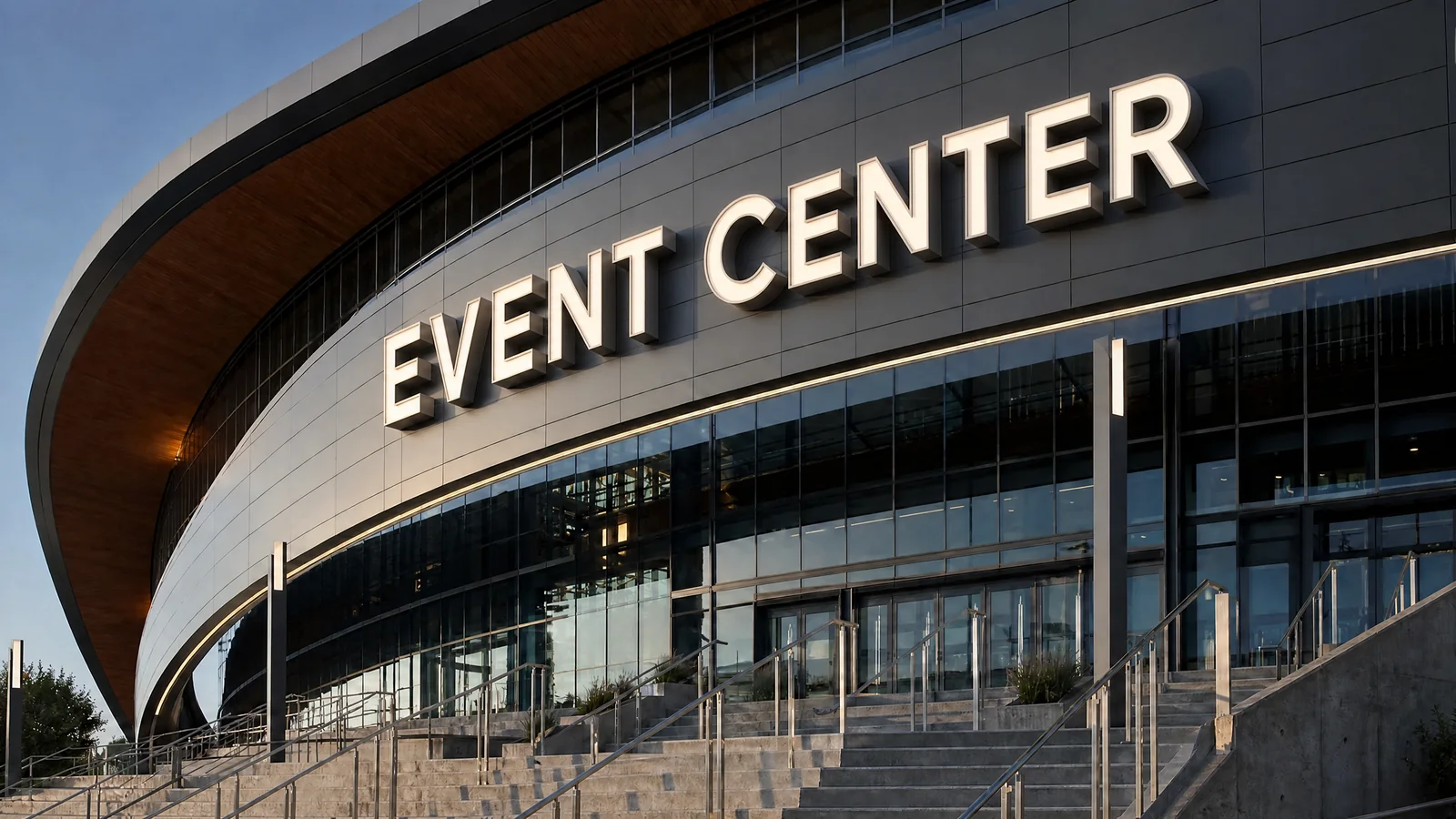 Factory of Graphics custom fabricated dimensional letter facade identification signage installation at a major Orlando sports venue exterior with backlit fabric brand panel treatments and structural frame mounted logo installations