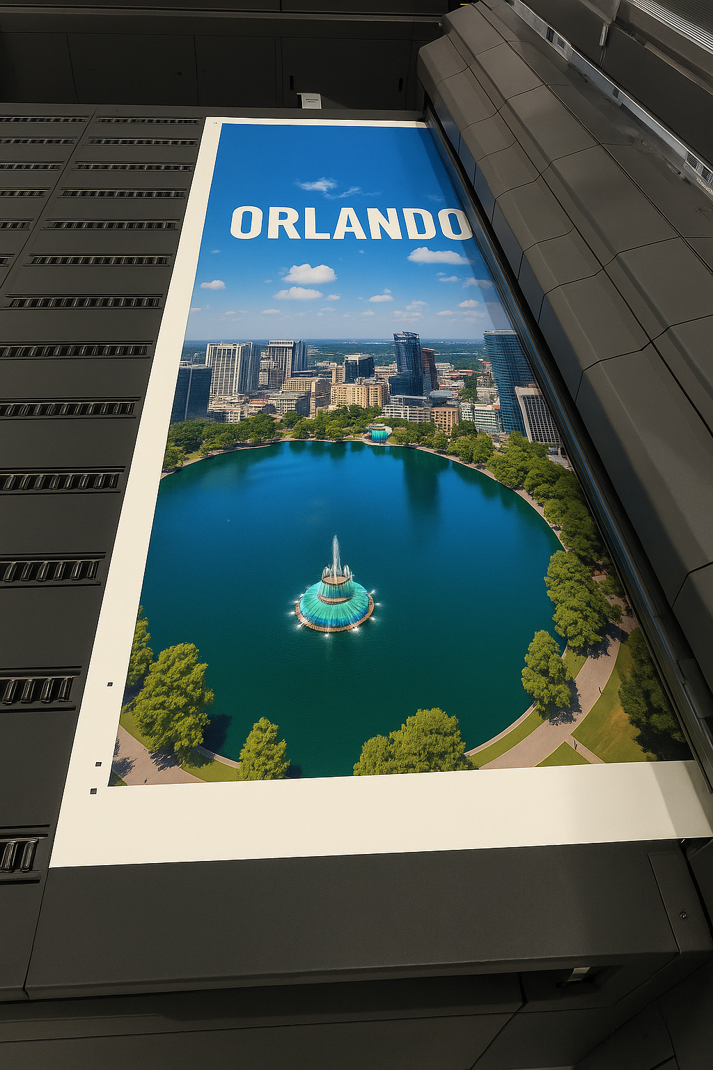 Custom wide-format cityscape graphics printed in Orlando