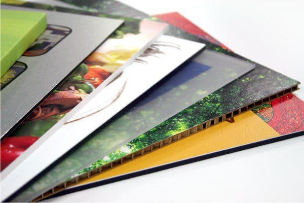 Printed graphics material sample for a large-format project