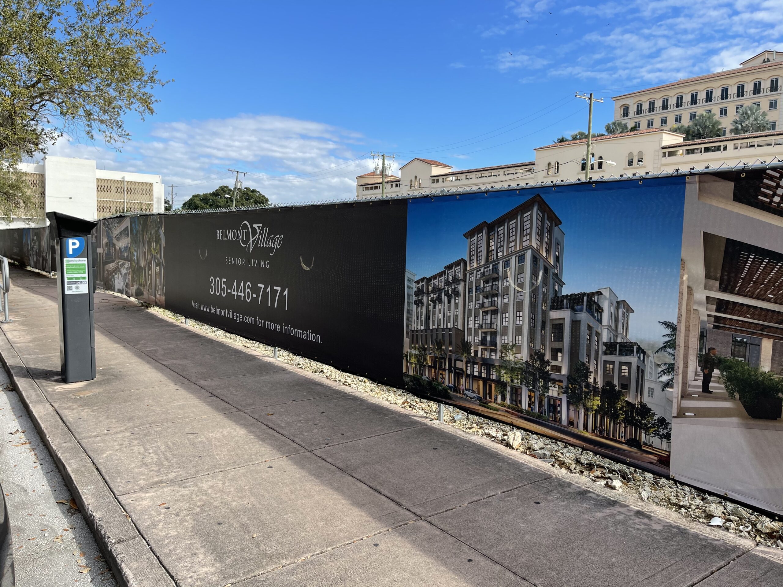 Construction-site graphics fence for a new real estate development